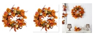 Nearly Natural 24" Autumn Pumpkin, Gourd and Berries in Assorted Colors Artificial Fall Wreath